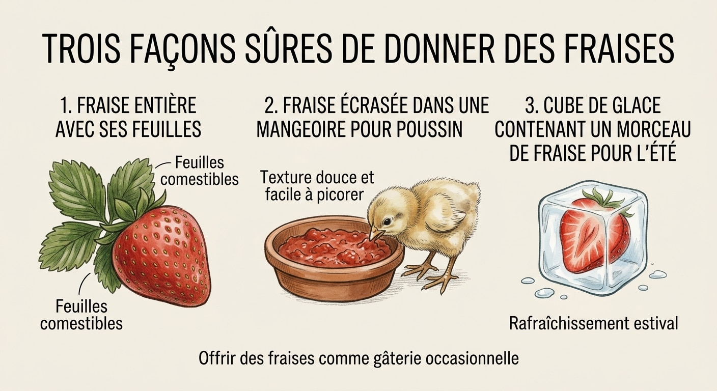 Trois méthodes recommandées pour donner des fraises aux poules selon la saison et l'âge.