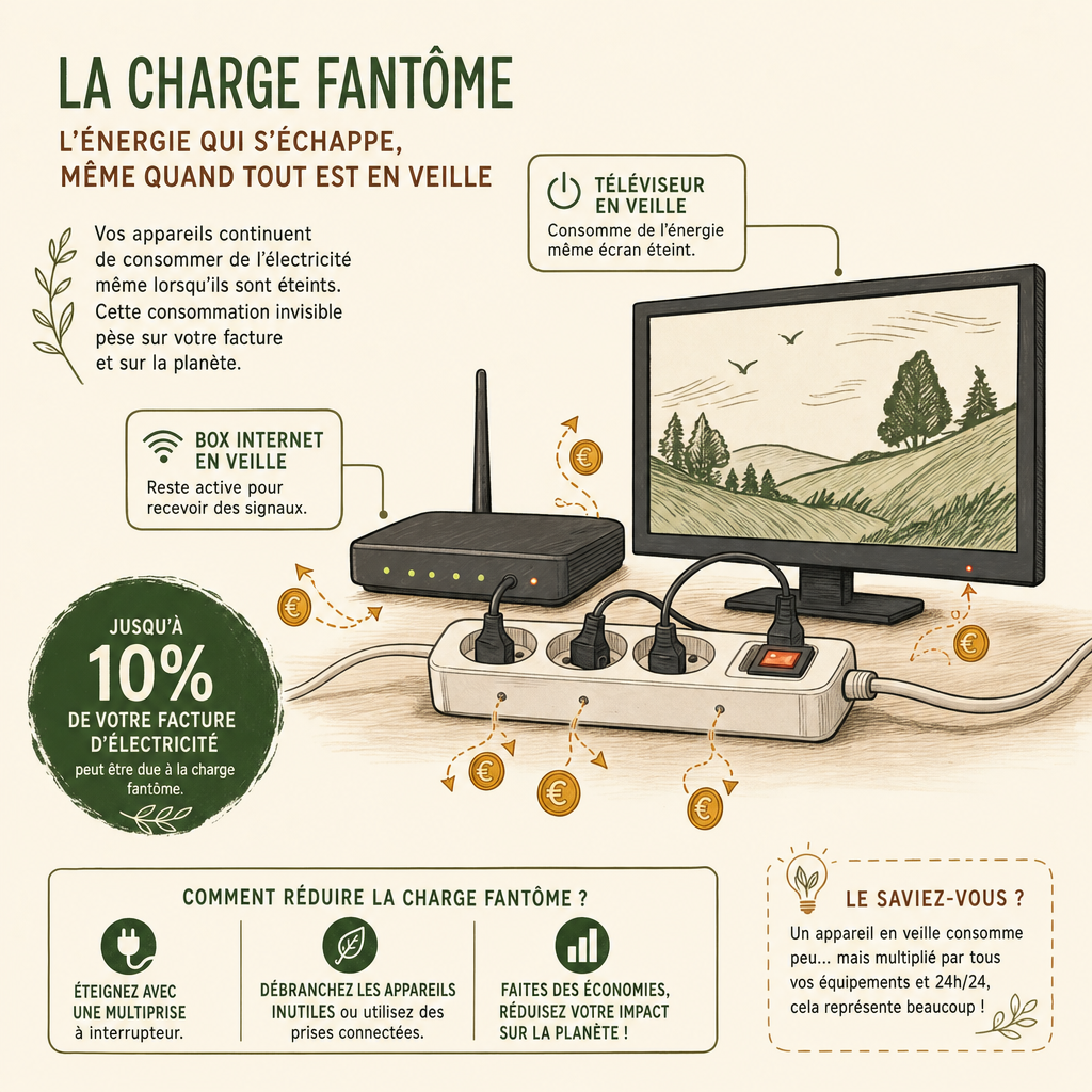 Illustration de la consommation électrique cachée des appareils en veille