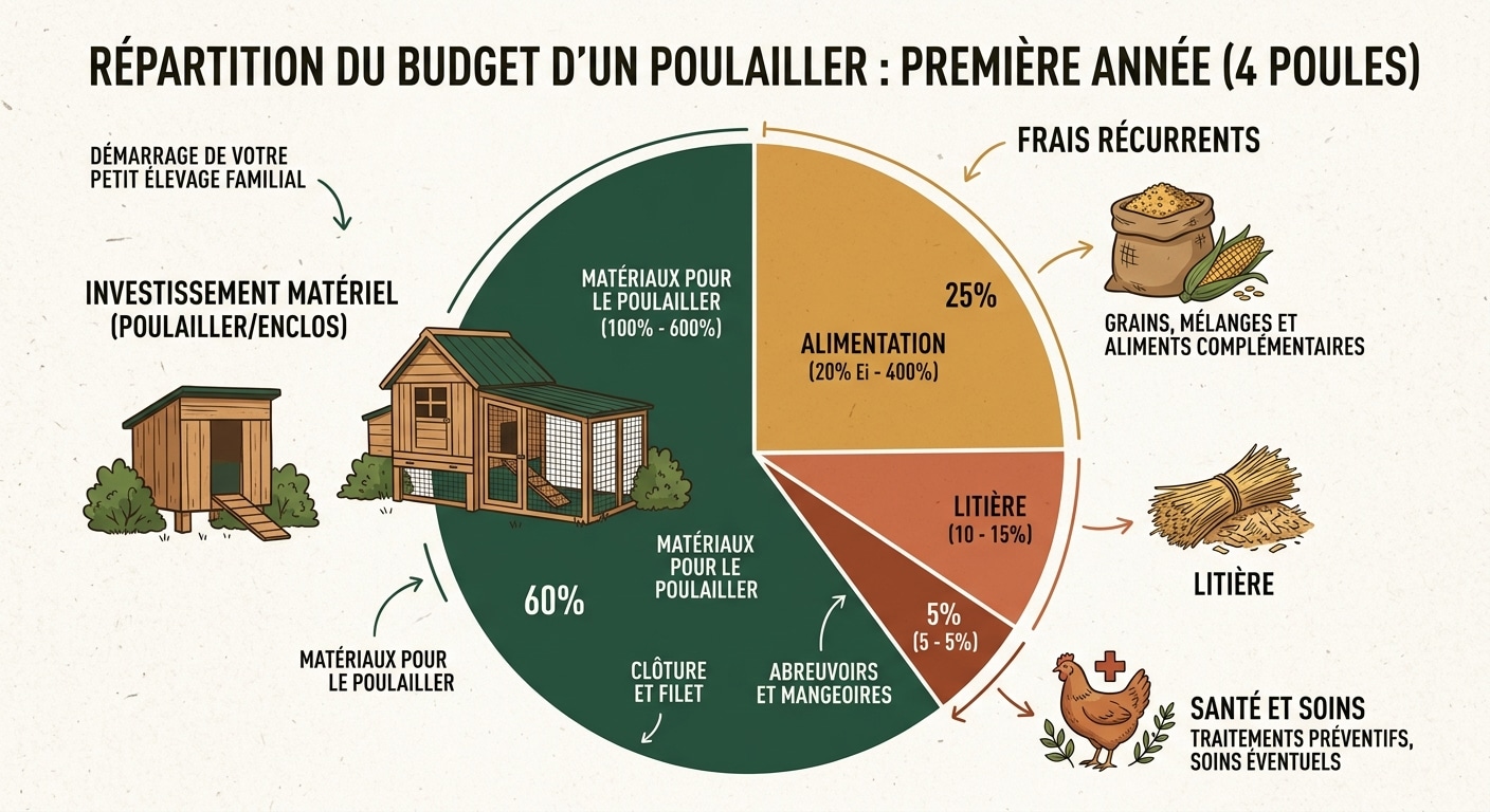 Infographie de la répartition du budget pour un poulailler la première année